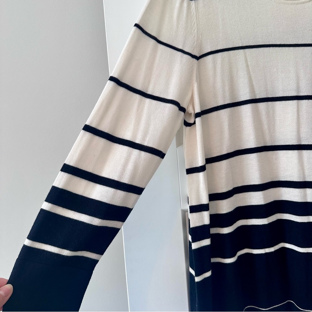 J.Jill Black White Striped Tunic Sweater Long Sleeve Wool Blend Size XL - Picture 3 of 7